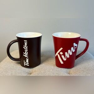 Tim Horton Limited Edition Mugs Red & Brown Coffee Mug Cup 3D Etched 2013 & 2014